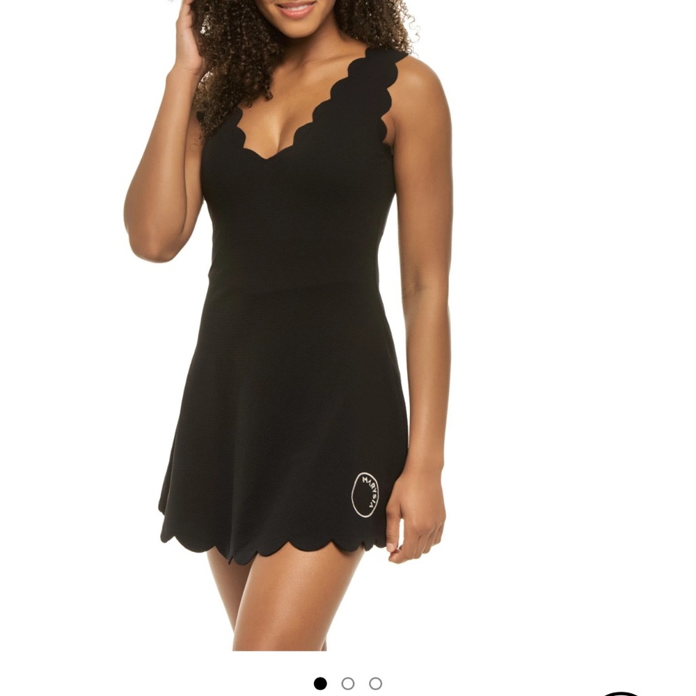 Marysia scalloped black tennis dress XS